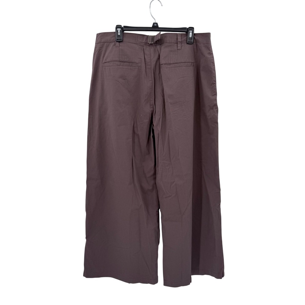 Pact Organic Cotton Wide Leg Pleated Pants Brown High Rise XL Adjustable Back - Picture 2 of 7
